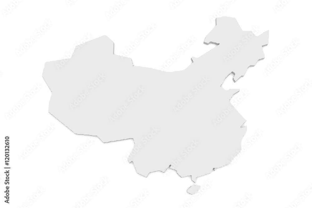 3d Illustration of China Map Isolated On White Background