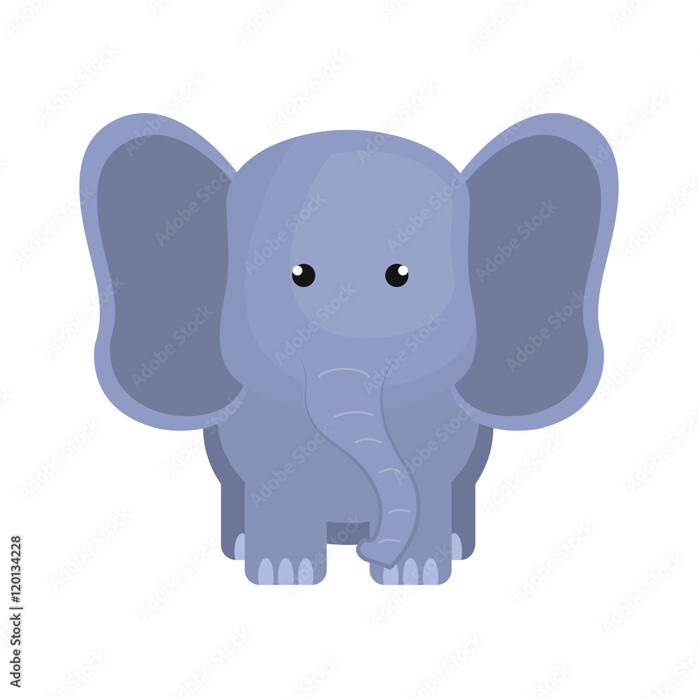 purple elephant animal character cute cartoon. vector illustration 