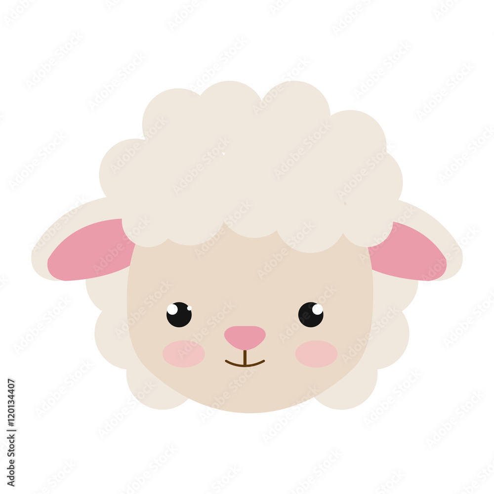 sheep animal character cute cartoon with pink nose . vector illustration sheep animal character cute cartoon with pink nose . vector illustration