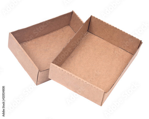 Recycled cardboard boxes separated on white background