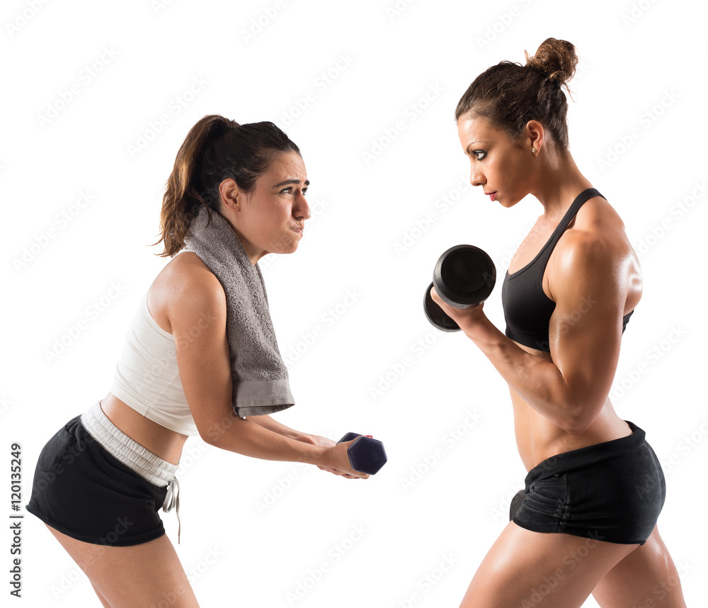 Workout in the gym with trainer Workout in the gym with trainer