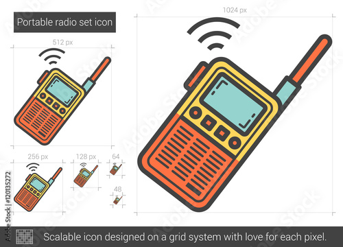 Portable radio set line icon.