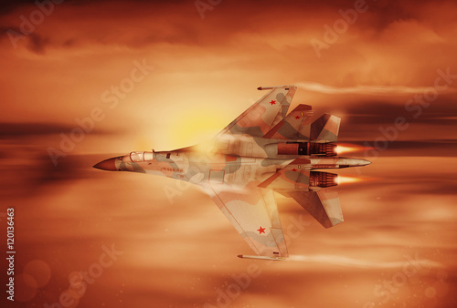 Fotografía Modern Russian fighter plane SU-27 Illustration