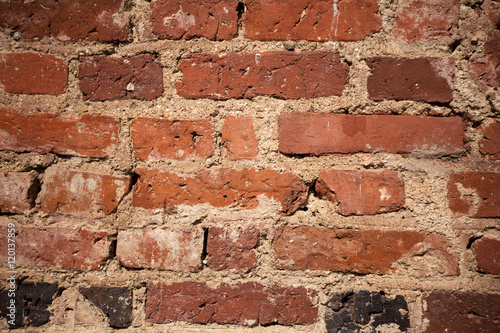 Old red grunge brick wall texture background