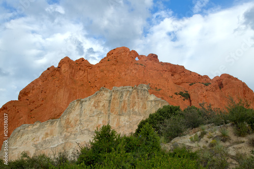 Garden of the Gods Kissing Camels with Cloudy skies