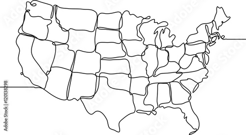 United States of America continuous line drawing