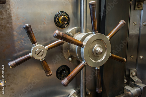  Rustic Vault Door of Bank Being Opened