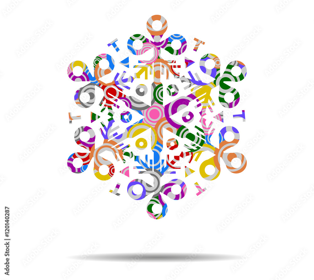 decoration snowflake circles icon vector