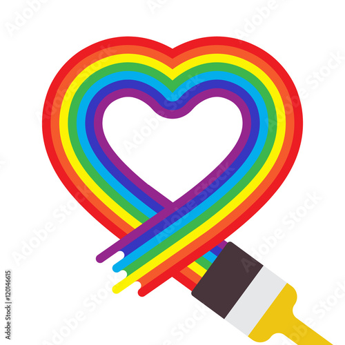 Rainbow heart symbol.