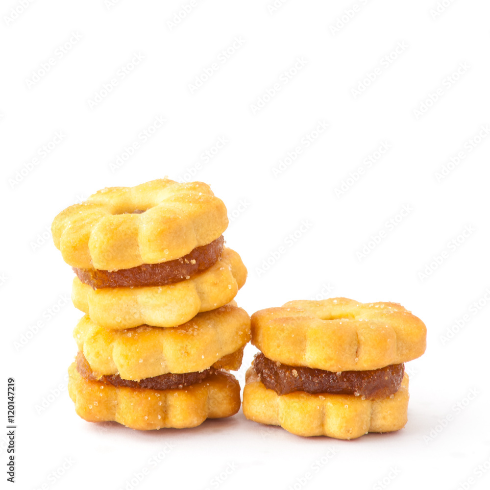 crackers or biscuits on white background