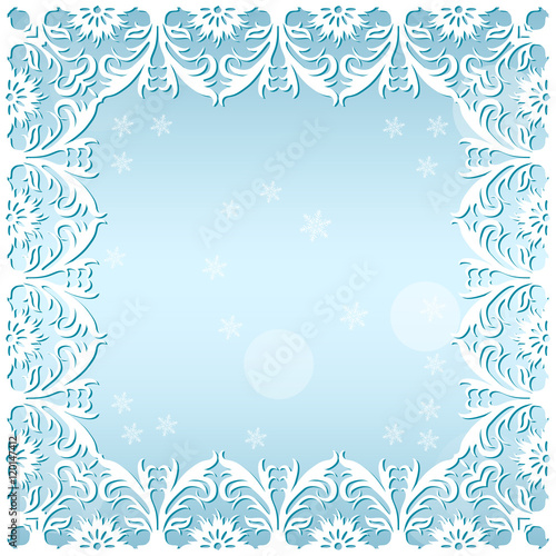 carved frame frosty pattern with snowflakes