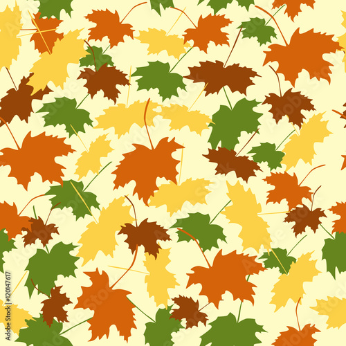 seamless pattern with yellow and red leaves