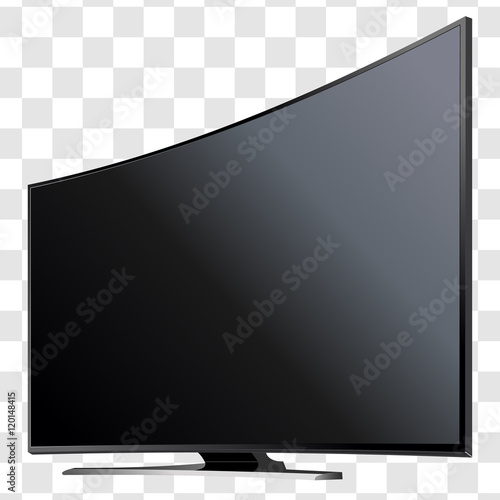 Curved TV screen lcd, plasma realistic vector illustration.