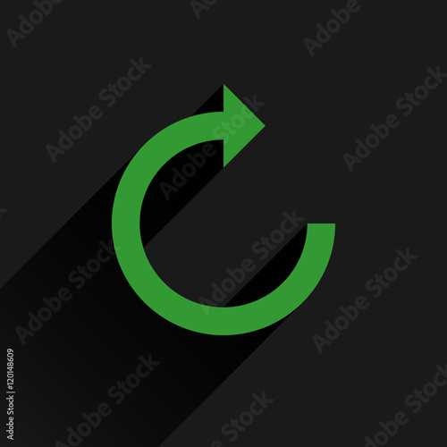 Flat green arrow icon reset, repeat sign
