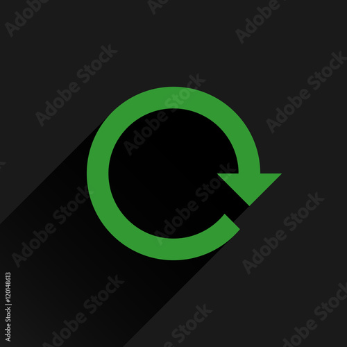 Flat green arrow icon rotation, reset, repeat sign