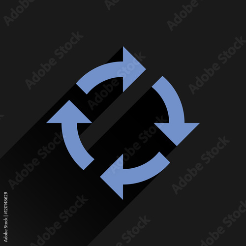 Flat blue arrow icon rotation, reset, repeat sign