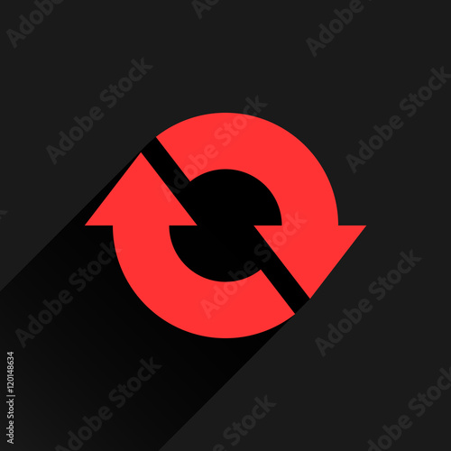 Flat red arrow icon refresh, reset, repeat sign