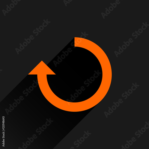 Flat orange arrow icon refresh, reset, repeat sign