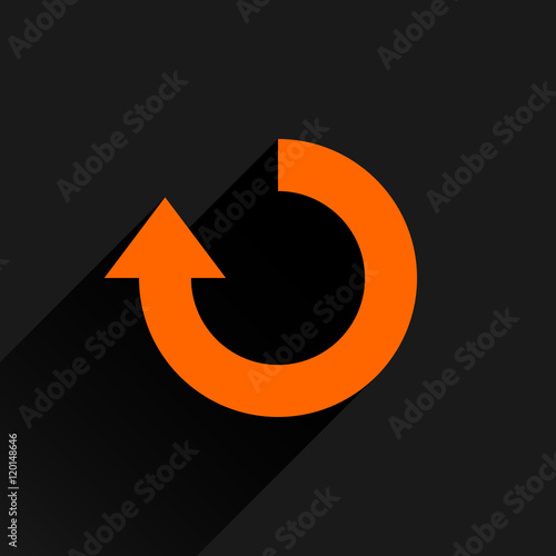 Flat orange arrow icon rotation, repeat sign