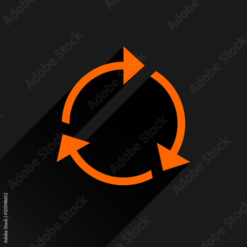 Flat orange arrow icon refresh, rotation sign
