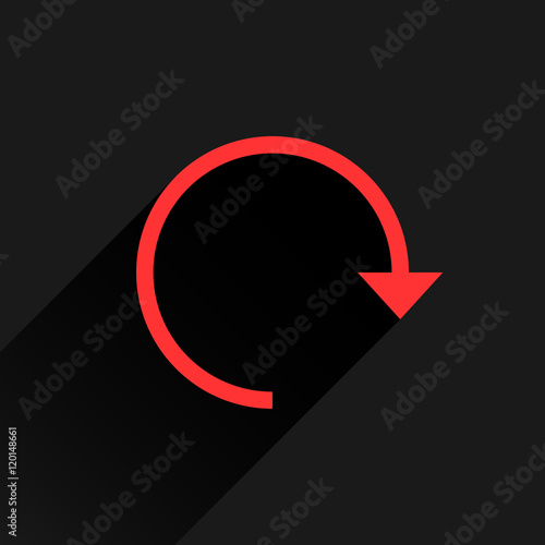 Flat red arrow icon reload, repeat sign