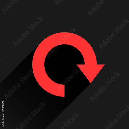 Flat red arrow icon refresh, rotation, repeat sign