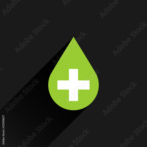 First aid drop green sign flat style