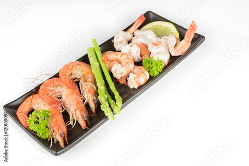 Shrimps. Prawns isolated on a White Background .Seafood