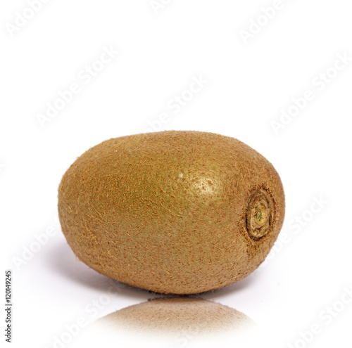 one ripe kiwi fruit on white background