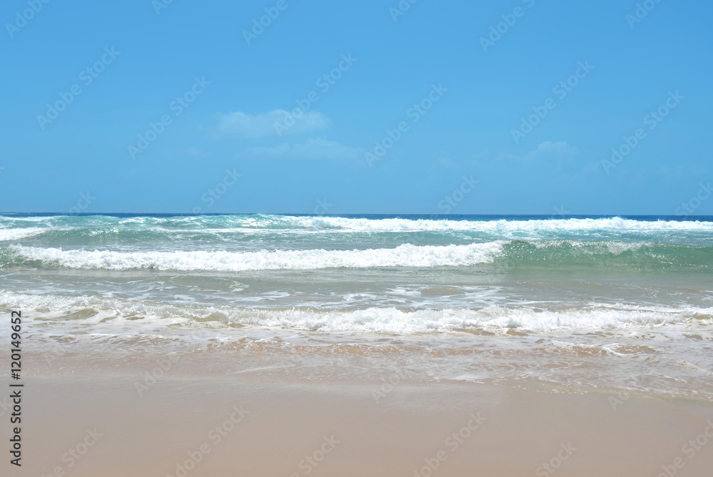 Nature background with blue sky and clear water