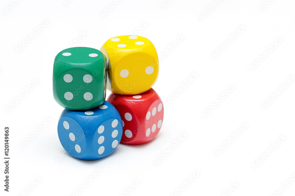 Dice concept for business risk, chance, good luck or gambling Dice concept for business risk, chance, good luck or gambling