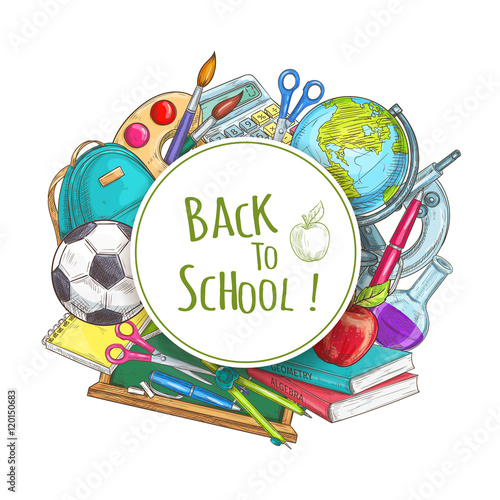Back to school banner with supplies