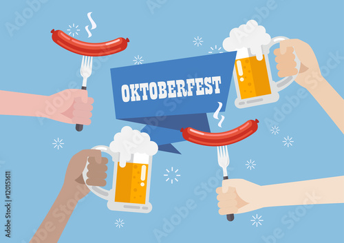 Oktoberfest with a glass of beer and sausage