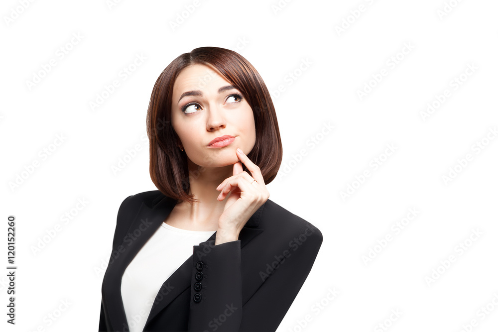 Beautiful thinking business woman isolated Beautiful thinking business woman isolated