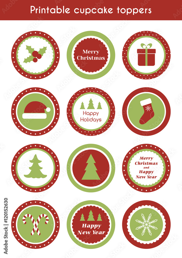 Obraz premium Christmas printable cupcake toppers