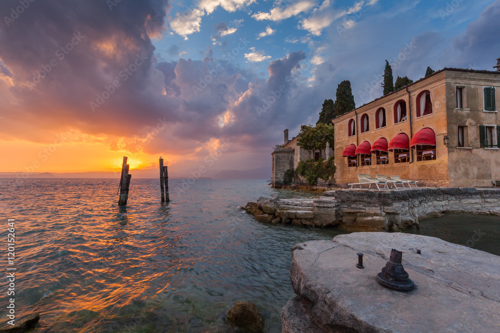 Beautiful sunset in villa Lake Garda


