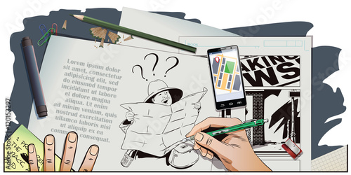 Traveler man searching right direction on map