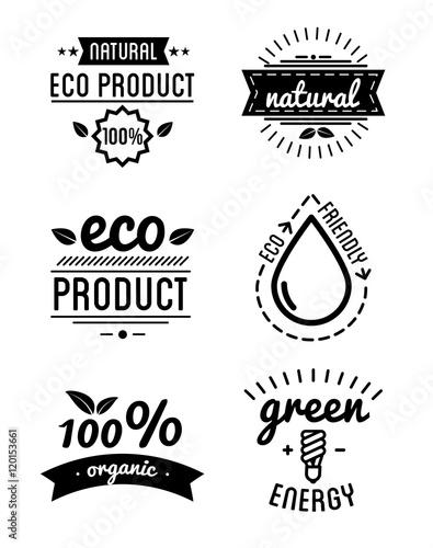 Set of organic food labels and design elements