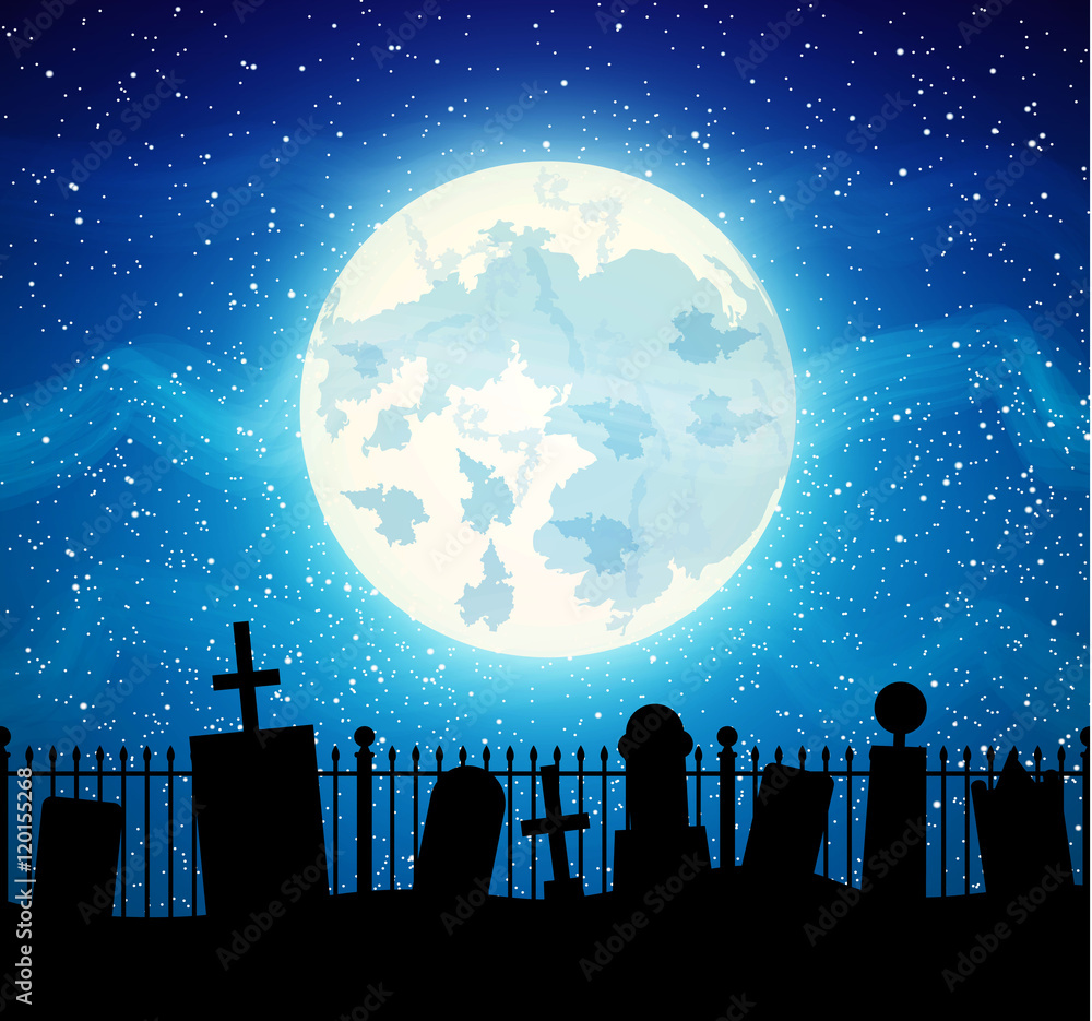 Graveyard cemetery tomb with fool moon Graveyard cemetery tomb with fool moon