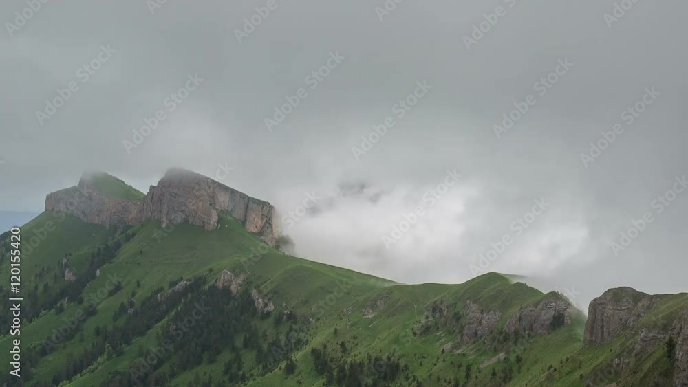 Russia, timelapse. The formation and movement of clouds over the summer slopes of Adygea Bolshoy Thach and the Caucasus Mountains Russia, timelapse. The formation and movement of clouds over the summer slopes of Adygea Bolshoy Thach and the Caucasus Mountains
