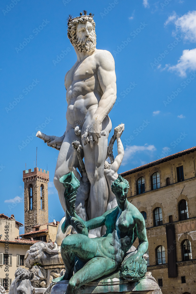 Fototapeta premium Fontanna Neptuna (1565). Piazza della Signoria, Florencja.