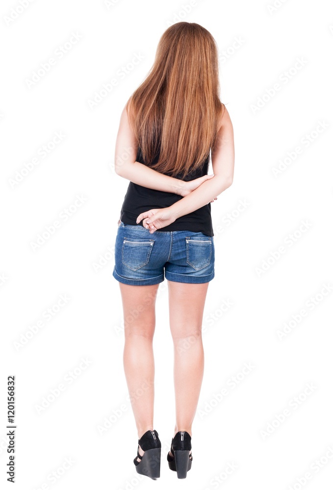 back view of standing young beautiful redhead woman. girl watching. Rear view people collection. backside view of person. Isolated over white background. back view of standing young beautiful redhead woman. girl watching. Rear view people collection. backside view of person. Isolated over white background.