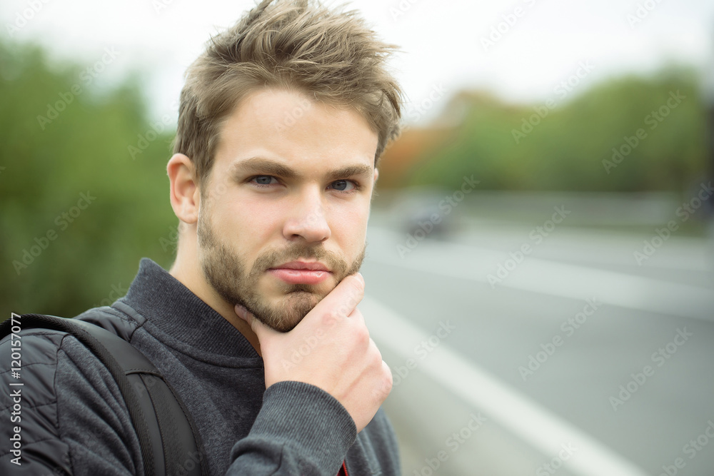 Naklejka premium Young bearded charming man