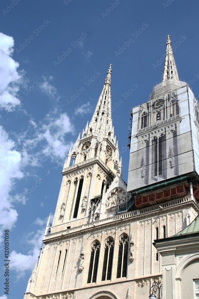 Fototapeta premium Bell towers of Zagreb Cathedral 