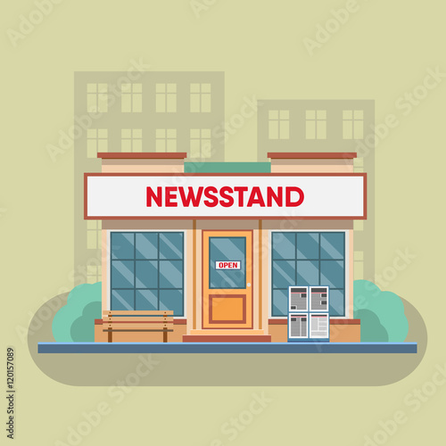 Newsstand selling newspapers and magazines.