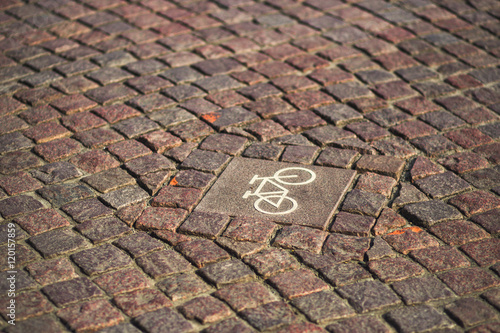 Bicycle icon on the sidewalk tile