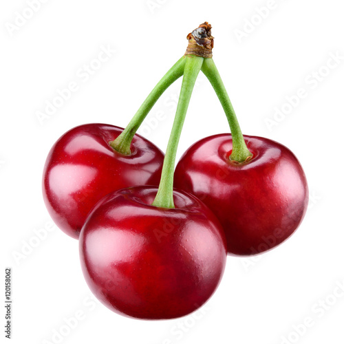 Cherry. Three berries isolated on white. With clipping path.