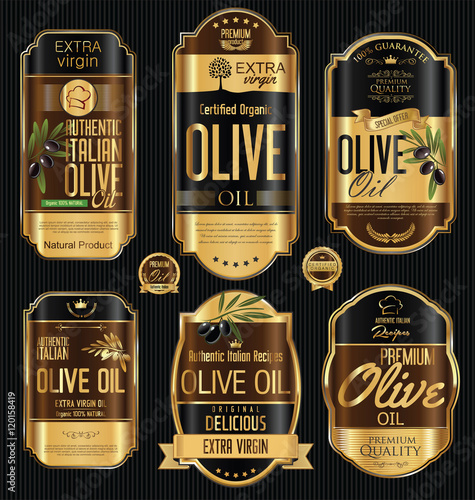 Olive oil retro vintage golden background collection