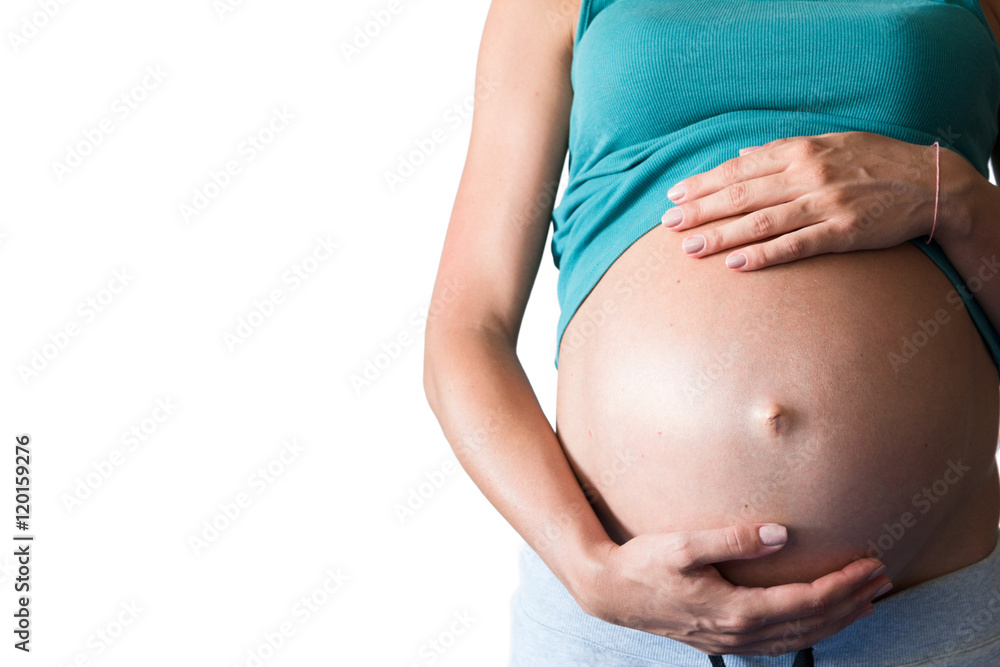 Pregnant woman with beautiful belly isolated on white background Pregnant woman with beautiful belly isolated on white background