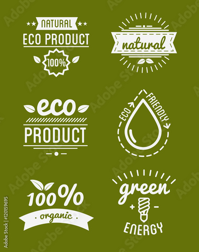 Set of organic food labels and design elements or eco product